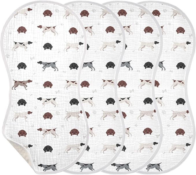 German Shorthaired Pointer Dog Muslin Burp Cloths for Baby 4 Pack Soft 100% Cotton Baby Washcloths Bibs for Boy Girl