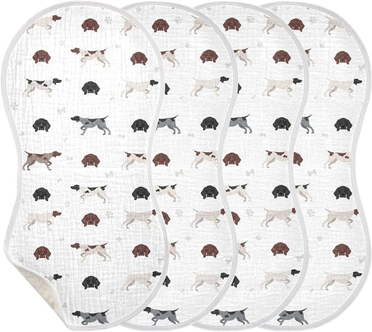 German Shorthaired Pointer Dog Muslin Burp Cloths for Baby 4 Pack Soft 100% Cotton Baby Washcloths Bibs for Boy Girl