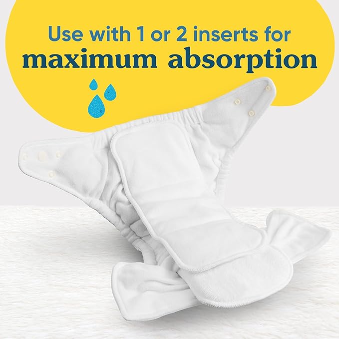 Charlie Banana Baby Super Absorbent Deluxe Reusable and Washable Hemp and Cotton Inserts for Cloth Diapers, Newborn/Booster Size, 3 Pack