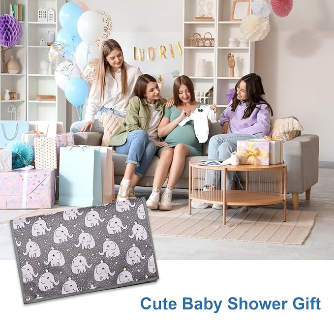 31" X 24.2" Extra Long Large Lightweight Toddler Diaper Changing Pad Travel, Cute Design 1-36 Month Infant Foldable Baby Changing Mat Wipeable, Changing Pad Portable for Station, Car, Stroller