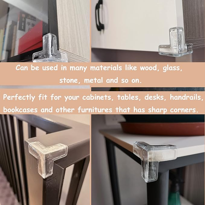 saicheek 4Pcs Large(Length: 1.7inch) Silicone Corner Protector Baby Proofing,Table Corner Protectors for Baby,Strong Adhesive T Shaped Baby Head Protector Table Corner Protectors for Furniture