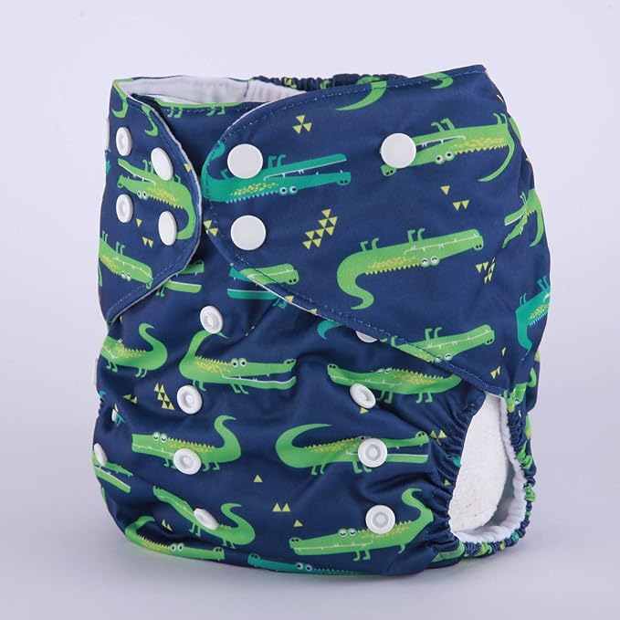 2 to 7 Years Old Junior Big Cloth Diaper Nappy Pocket Reusable Washable Baby (Crocodile)