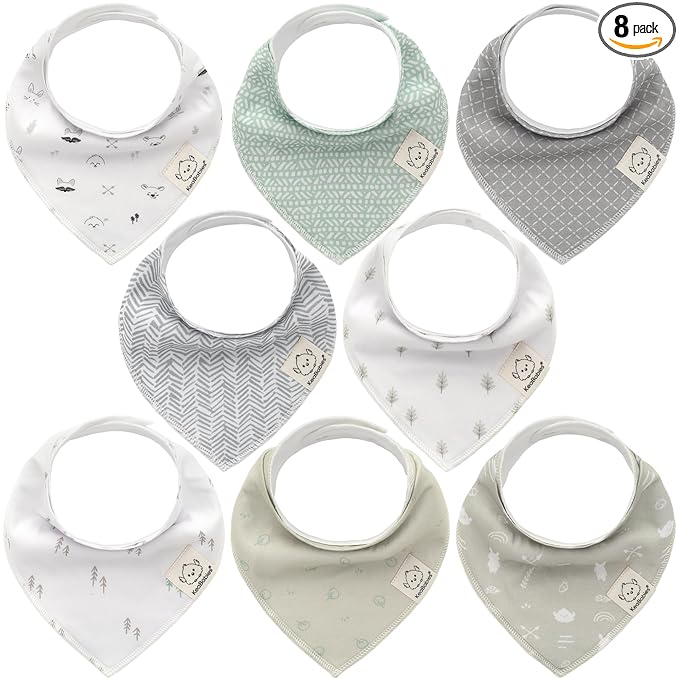 KeaBabies 8-Pack Organic Baby Bandana Bibs for Boys, Girls - Super Absorbent Triangle Baby Bibs for Drooling and Teething Infant, 100% Cotton Extra Soft for Newborn, Infant 0-36 Months (Nordic)