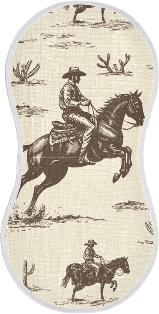 Cowboy Western Cactus Burp Cloths Baby Boys Girls Absorbent Soft Cotton Burping Cloths Rags, 1 Pack