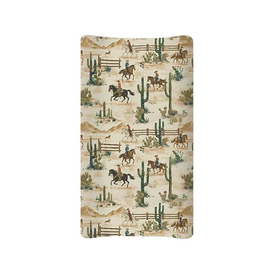 Western Cowboy Cactus Diaper Changing Table Pad Cover Soft Change Pad Cover for Baby Newborn Comfy Breathable Baby Nursery Changing Mat Sheet Protector