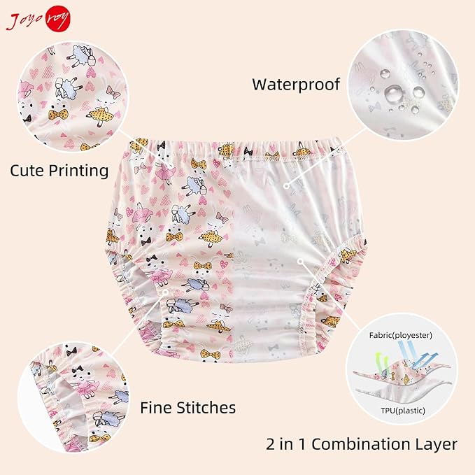 Joyo roy 4Pcs Diaper Covers for Girls Plastic Underwear for Potty Training Rubber Pants for Babies Plastic Training Pants for Toddlers Leakproof Swim Diaper Cover for Toddlers Clothing Covers Girls 1T
