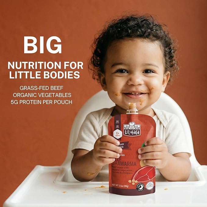Li’l Hala Beef Baby Food Pouch | Beef Shawarma (12ct) | Savory 6+ Months Baby Food Pouches with Protein and Organic Veggies, Nutrient Packed Toddler Snacks with Iron | Stage 2 Baby Food Meat Puree