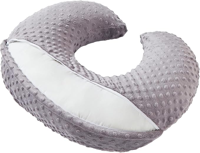 Dots Nursing Pillow Cover, Case Plush Breathable Breastfeeding Pillow Slipcover Fits Nursing Pillow, Super Soft Snug Positioners for Baby Boy Baby Girl (Rose Gray)