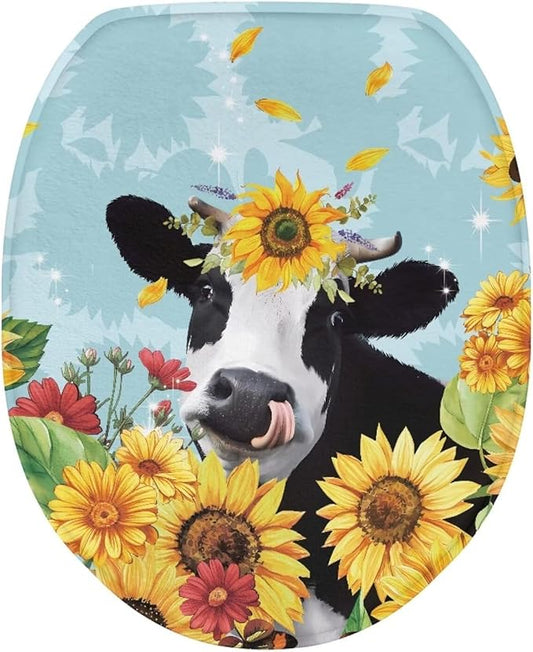 Cow Print Toilet Seat Covers - Polyester Fabric Soft Covers for Public Bathrooms and Long-Term Travel