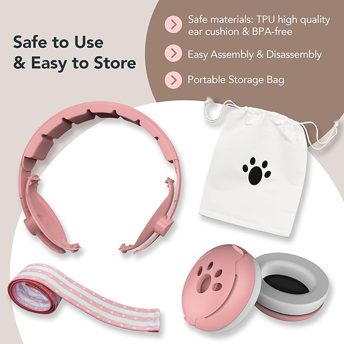 Moonybaby 2-in-1 Baby Ear Protection, Comfortable Headphones, Noise Cancelling, Adjustable Baby Headphones with Stretchy Band