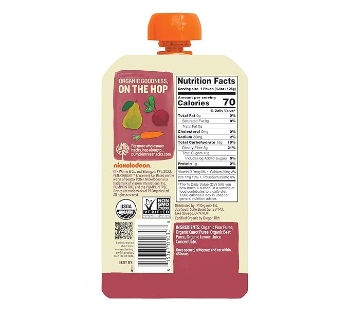 Peter Rabbit Organics Puree Beet Carrot Pear, 4.40 oz