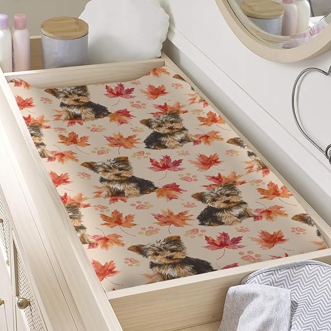 Maple Schnauzer Changing Pad Cover for Baby Easy to Install Baby Diaper Change Table Pad Covers Waterproof Changing Pads Liners for Newborn Gift for Friends