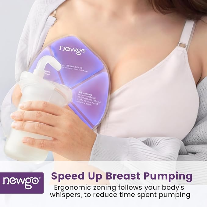 NEWGO Large Size Breast Therapy Pads, Breastfeeding Essentials Hot & Cold Gel Ice Packs for Postpartum Nursing, Engorgement, Mastitis, Pain Relief, Nipple Pads with Soft Covers, 2 Pack