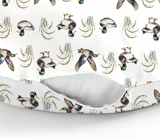 Vintage Mallard Duck Baby Nursing Pillow Covers for Boy Girl Green Ducks Lake Nursery Slipcovers for Breastfeeding Pillows Hunting Ducks Soft Stretchy Removable Cover for Newborn Infant