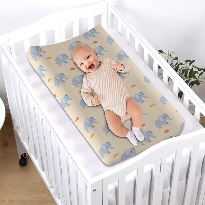 Elephant Changing Pad Cover Waterproof Nursery Pad Change Cover Stretchy Diaper Changing Mat Cover Fit 32"x16" Contoured Pad