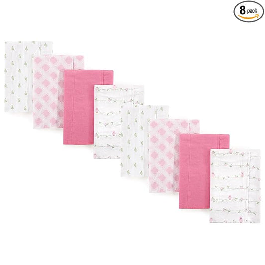 Luvable Friends Cotton Poly Flannel Burp Cloths Multipack, Bird 8-Pack, One Size