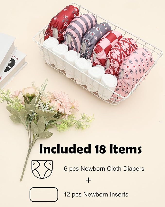 ALVABABY Baby Pocket Newborn for Less Than 12pounds Baby Snaps Cloth Diapers Nappy 6pcs with 12 Inserts 6SVB128