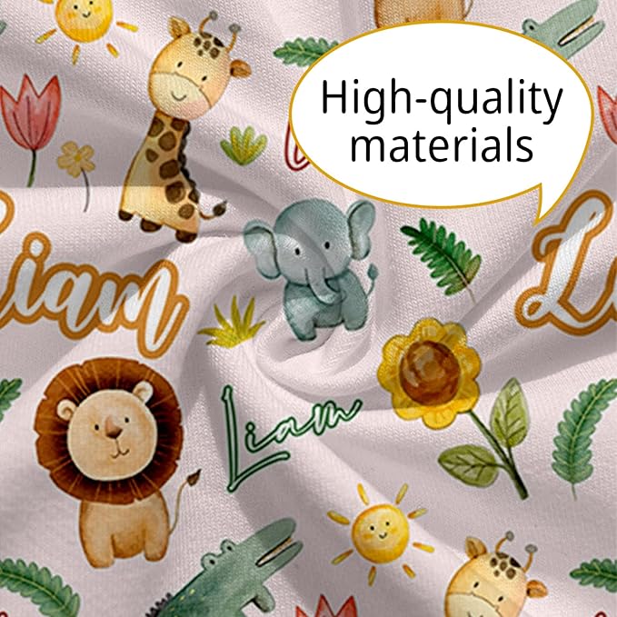 Baby Nursing Pillow Cover - Personalized Name Breastfeeding Pillow Cover with Giraffe Pattern, Stretchy Removable U-Shaped for New Moms, Soft Breathable Slipcover for Infant Boys Girls