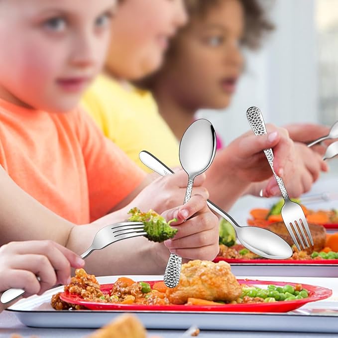 LIANYU 12Piece Kids Silverware Set, Includes 6 Kid Spoons, 6 Kid Forks, Stainless Steel Toddler Utensils Children Flatware Set, Child Preschooler Cutlery Set, Dishwasher Safe