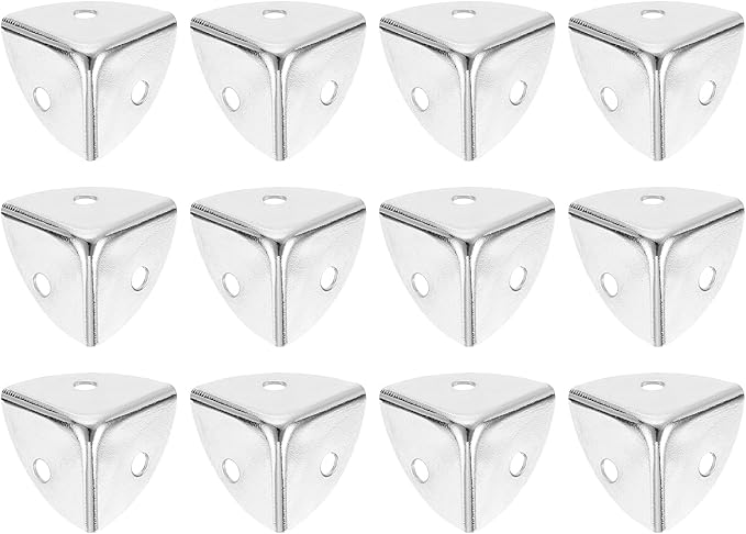 uxcell 12Pcs Decorative Box Corner Cover, 18mm Metal Edge Guard, Furniture Corner Edges Protector, Silver