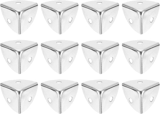 uxcell 12Pcs Decorative Box Corner Cover, 18mm Metal Edge Guard, Furniture Corner Edges Protector, Silver