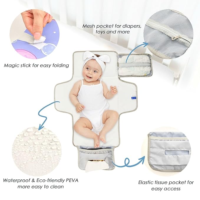 Cute Cartoon Rocking Horse Star Purple Peach Reusable Changing Table pad with Tissue Pocket Diaper Changing pad Portable for Girl & Boy cambiador de pa?ales para Bebes