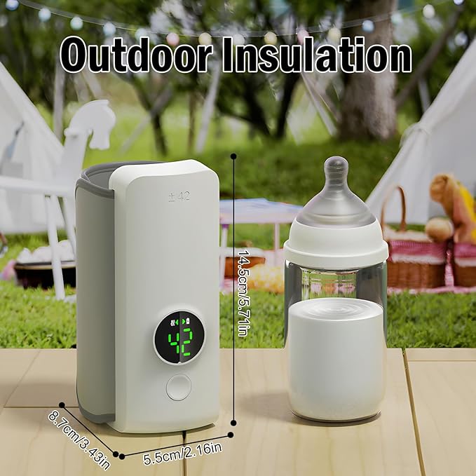 Portable Bottle Warmer, USB Baby Bottle Warmer, Water Warmer, On The Go Milk and Formula Warmer - Fast Heating - 6000mAh Rechargeable Battery, Ideal for Busy Parents Travel (1PCS)