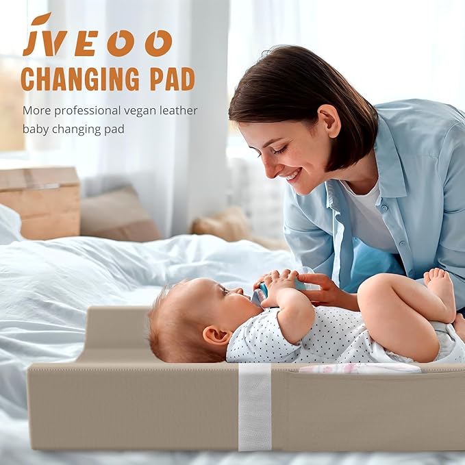 Vegan Leather Baby Changing Pad, Waterproof & Wipeable Soft Diaper Changing Mat 32“ x 16.6" Comfortable Infant Changing Station for Dresser & Table