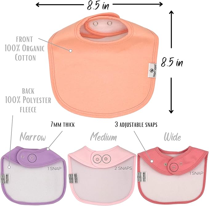 DiaperSquad's 100% Organic Cotton Baby Drool Bibs, Super Absorbent & Adjustable Baby Bibs for Drooling and Teething