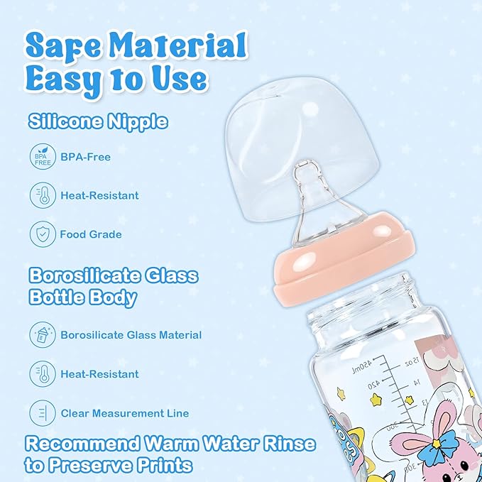 LittleForBig Adult Baby Bottle Ultra Printed Specialty Oversized Glass Feeding Baby Astros Pattern
