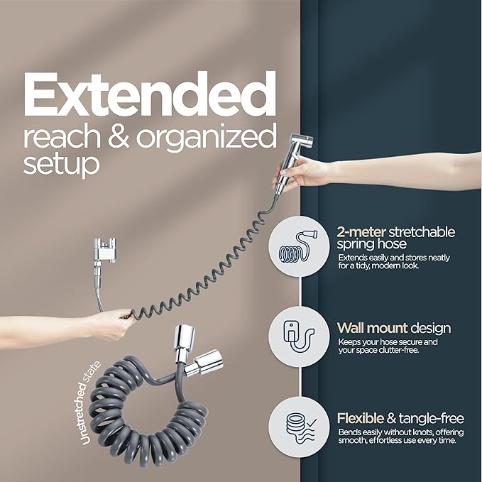 Aqua Earth Bidet Sprayer for Toilet | Handheld Bidet Shattaf Toilet Spray | Bathroom Baby Cloth Diaper Sprayer | Support Wall or Toilet Mount