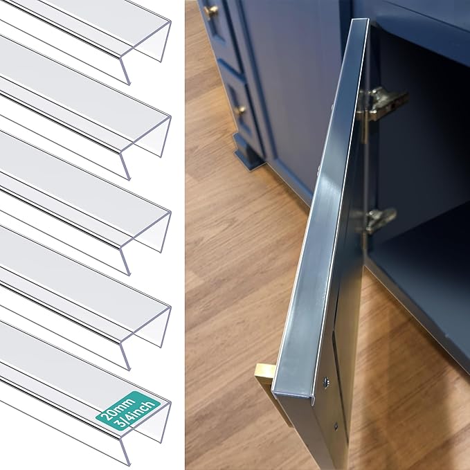 MONOID Drawer Edge Protector, Slip-On Clear Table Corners Guards, Door Kitchen Furniture Bumper, Prevent Wear, Impact Protection, Ease to Cut, 3/4" Thick, 36" Length – Clear, Pack of 5