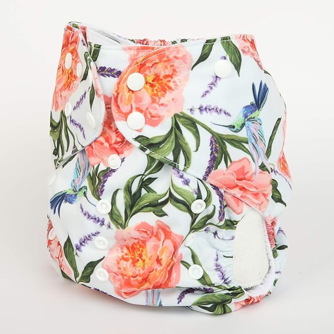 2 to 7 Years Old Junior Big Cloth Diaper Pocket Reusable Baby Toddler Girls (Hummingbirds)