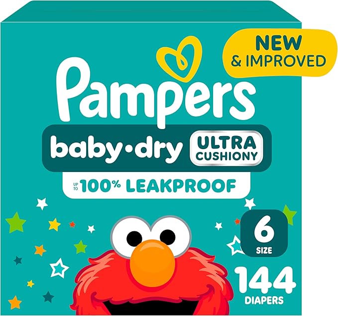 Pampers Diapers - Baby Dry - Size 6, 144 Count, Absorbent Disposable Infant Diaper (Packaging May Vary)