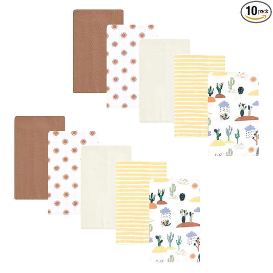 Hudson Baby Unisex Baby Flannel Burp Cloth 10pk, Fun Desert, One Size