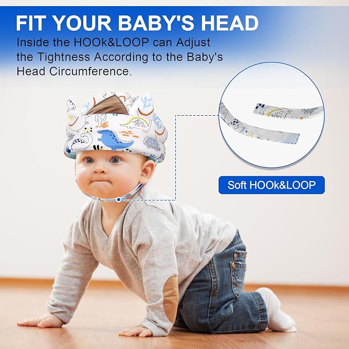 Accmor Baby Head Protector for Crawling Walking, Cute Baby Helmet No Bumps and Soft Cushion, Adjustable Infant Safety Cap, Breathable Protective Headguard Anti-Collision Toddler Helmets for 6m-24m Kid