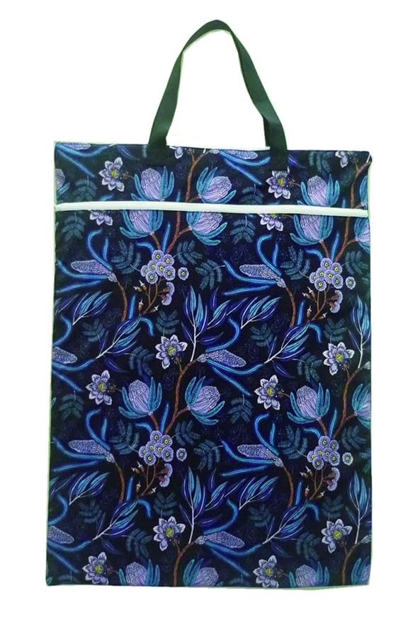 JOBEBE Large Hanging Wet/Dry Cloth Diaper Pail Bag for Reusable Diapers or Laundry (Purple flower)