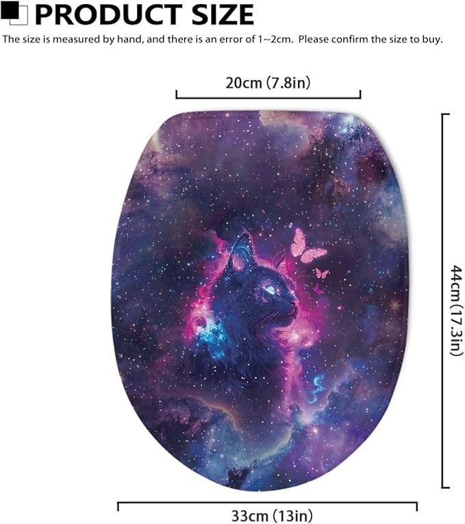 Toilet Lid Covers Soft Flannel Fabric Toilet Lid Cover Starry Cat Print Toilet Lid Cover Breathable Toilet Seat Covers for Bathroom Soft, Dustproof Seat Covers Keep Clean