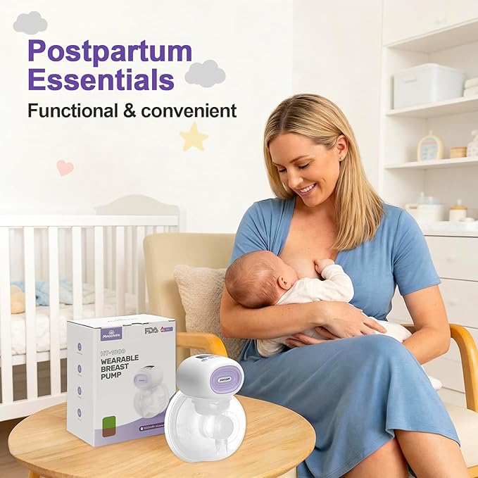 Hands-Free Wearable Electric Portable Breast Pump with 4 Modes 12 Levels Adjustable and Intelligent Memory for Breastfeeding Moms