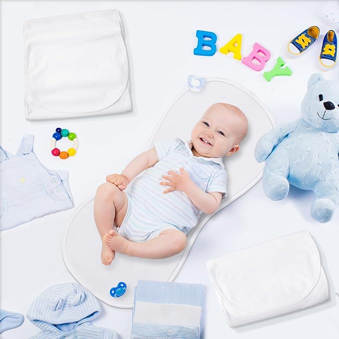 Timgle 6 Pcs 13 x 29 Inch Peanut Shape Changing Pad Liner Peanut Changing Pad Liner Portable Soft Washable Reusable Waterproof Diaper Mats Easy to Clean(White)