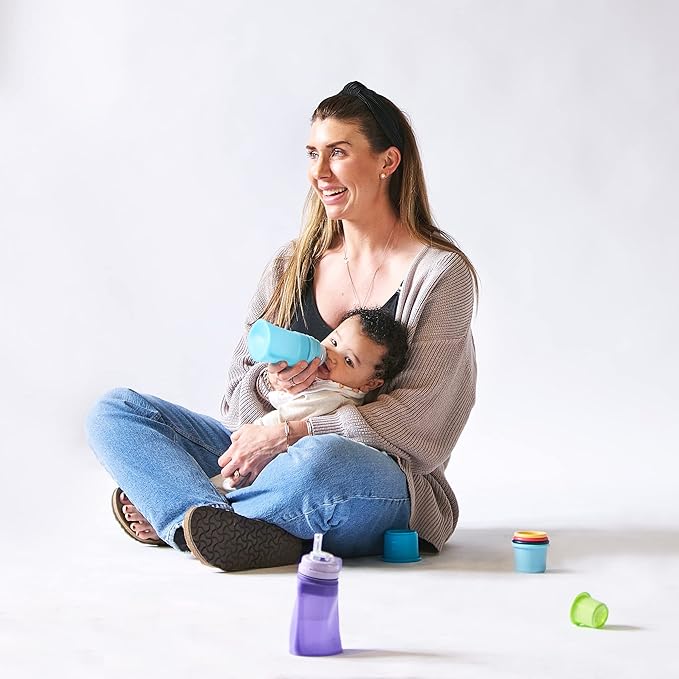 Green Sprouts Sprout Ware Baby Pocket Made from Silicone and Plants (5 oz.), Non-Toxic Silicone Plant-Based Plastic Baby Pocket Without BPA, BPS, BPF, Aqua