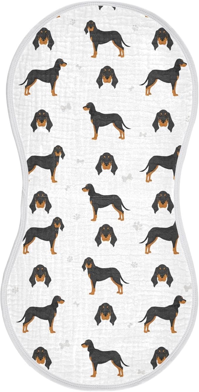 vvfelixl Baby Burp Cloths Black and Tan Coonhound Baby Newborn Cotton Burping Cloths Set Baby Washcloths 4 Pack