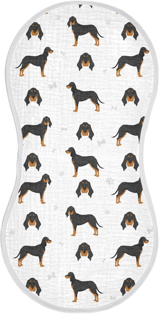 vvfelixl Baby Burp Cloths Black and Tan Coonhound Baby Newborn Cotton Burping Cloths Set Baby Washcloths 4 Pack