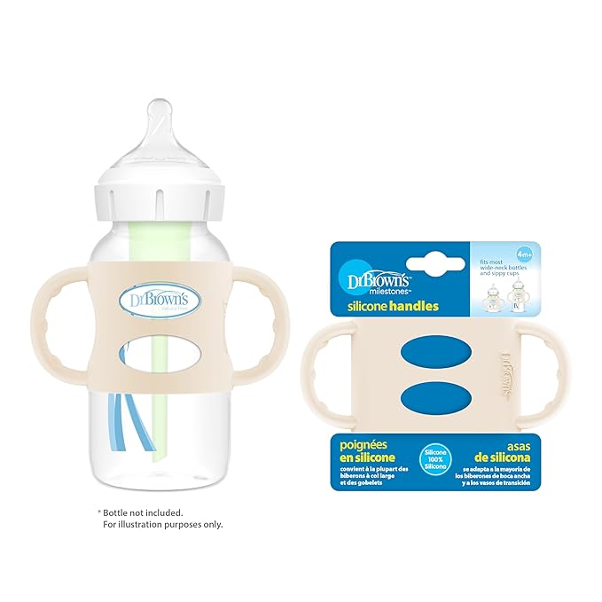 Dr. Brown’s Milestones 100% Silicone Baby Bottle Handles, Wide-Neck, Ecru, 1-Pack