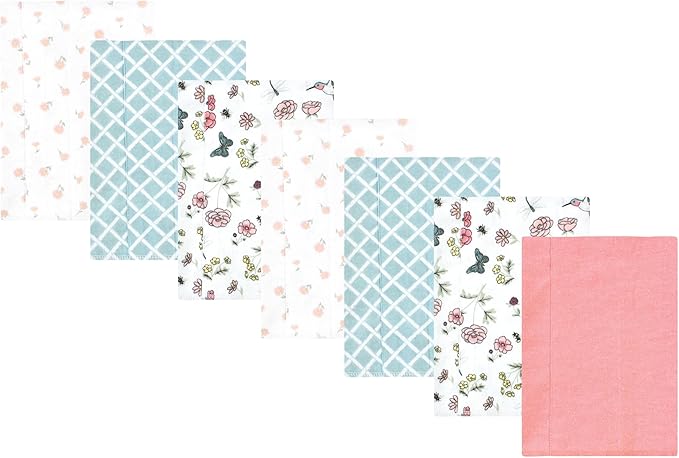 Luvable Friends Hudson Baby Flannel Burp Cloths 7pk, Garden Bird