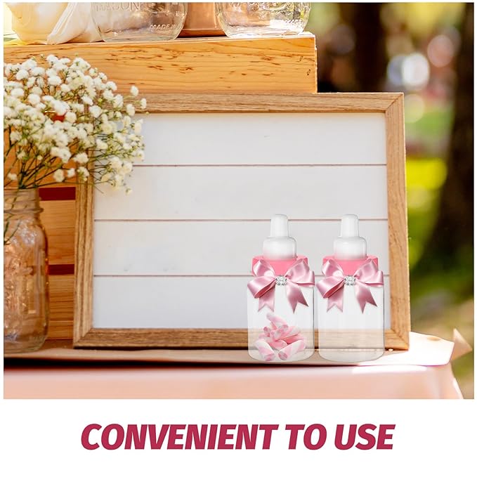 FOMIYES 12Pcs Pink Small Baby Bottle Candy Boxes for Baby Shower Favors, Table Decor, and Party Games - Feeder Style Design, 3.34X1.57X1.57 Inches