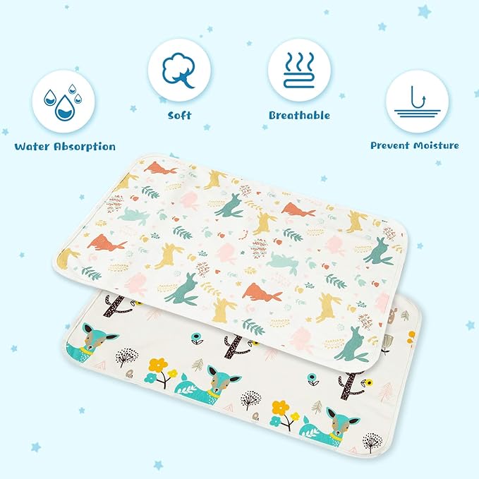 Baby Portable Diaper Changing Pad,Waterproof Changing Mat,Soft Comfortable,Foldable Travel Pad,Toddler Essentials Must Haves,Newborn Shower Gifts(2 Pcs 20“x27”)
