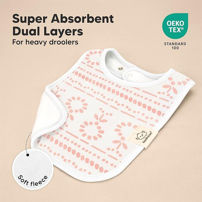 KeaBabies 8-Pack Organic Baby Bibs for Boys, Girls - Super Absorbent Cotton Drool Bibs for Baby Girl & Boy, Teething Toddler, Drooling Newborn, Ultra Soft & Machine Washable (Sweet Charm)