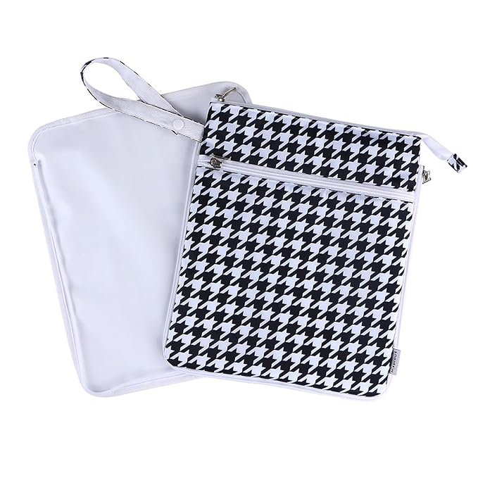 Breast Pump Bag Wet/Dry Bag with Preparation Place Mat, Waterproof Pump Parts Storage Bag for Moms Pumping at Work or Outdoors(Houndstooth)