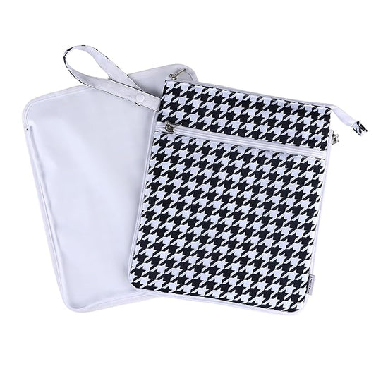 Breast Pump Bag Wet/Dry Bag with Preparation Place Mat, Waterproof Pump Parts Storage Bag for Moms Pumping at Work or Outdoors(Houndstooth)